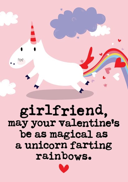 Funny Valentine's Day Card for Girlfriend - Farting Unicorn created by Mrs Best Paper Co.