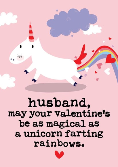 Funny Valentine's Day Card for Husband - Farting Unicorn created by Mrs Best Paper Co.