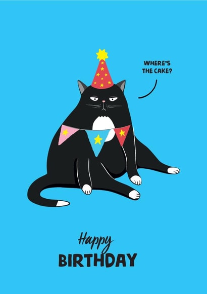 Funny Birthday Card - Grumpy Cat - Where's the Cake created by TACHE