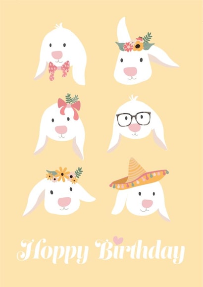 Happy Hoppy Birthday Baby Bunny Rabbit Card created by LJRanson Design