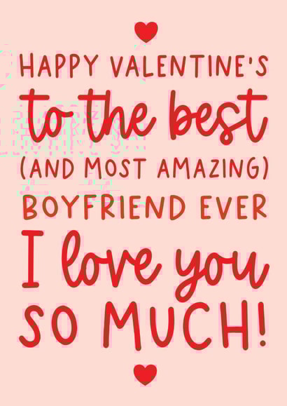 Cute Valentine's Day Card - Most Amazing Boyfriend - Typography created by Word Up Creative