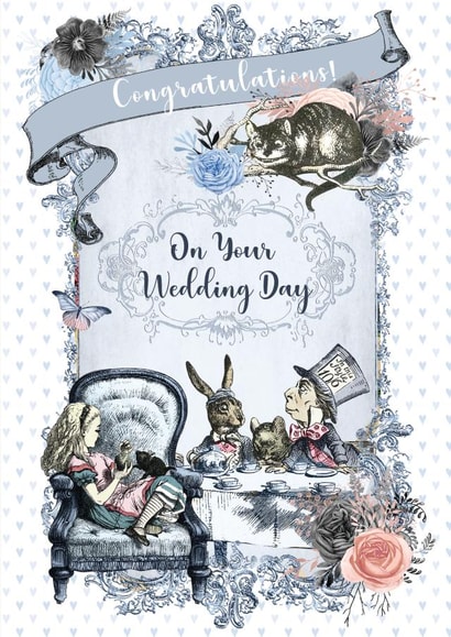 Alice in Wonderland Wedding Card created by Sarah Mae Artworks