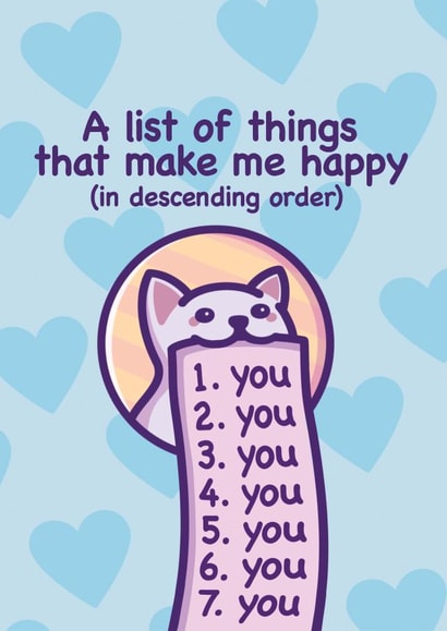 Cute Cat Card Anniversary Card - You Make Me Happy - Boyfriend, Girlfriend, Wife created by Mona Mauve