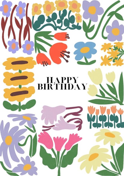 Cute, flower birthday card for friends or family created by Alexis Inks Studio