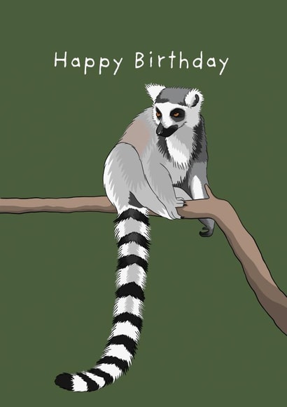 Lemur Birthday Card created by Lisa Swift Illustration
