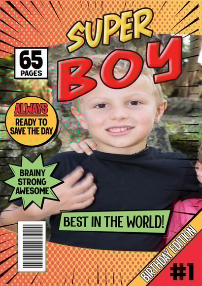 superhero child Birthday Personalised Photo Card 13120 created by ShortRound888