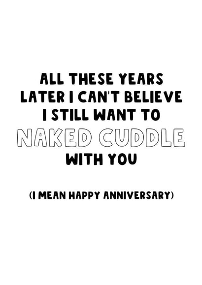Naughty Anniversary Card - Naked Cuddle - Soulmates - Long Time Lover - Romantic created by The Blunt Badger