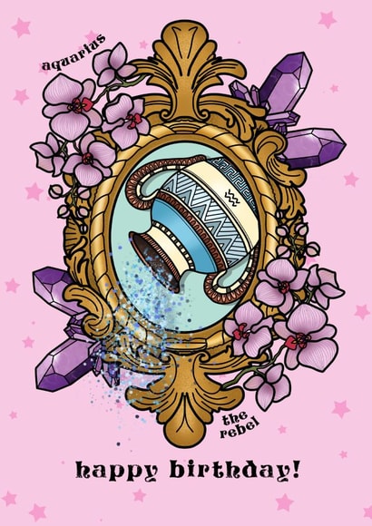 Cute Birthday Card - Aquarius - Zodiac created by The Modest Lobster