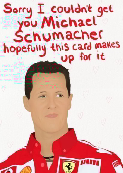 Michael Schumacher F1 celebration card created by Amber Kilsby