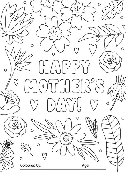 Cute Mother's Day Card - Colour In - Flowers created by Evie Garnett Designs
