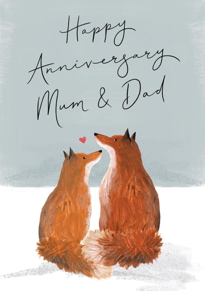 Cute Fox Parents Anniversary Card - Happy Anniversary Mum & Dad created by Making Meadows Ltd