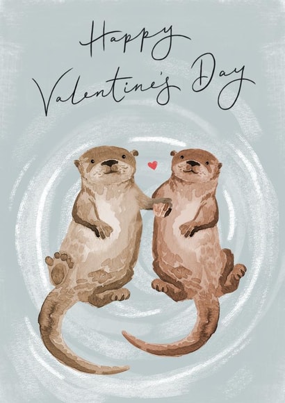 Cute Valentine's Day Card - Otters - Animals created by Making Meadows Ltd