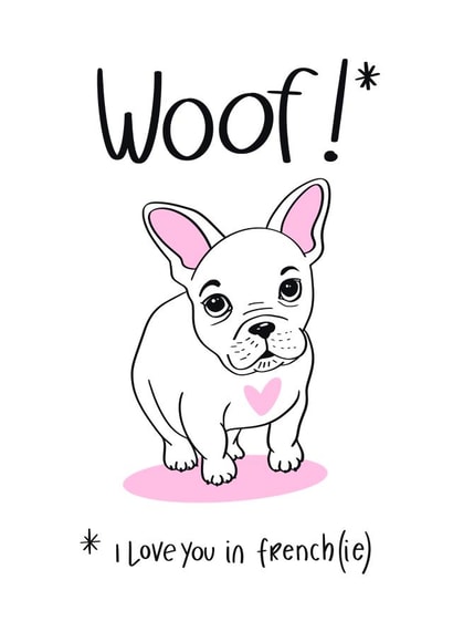 Cute and funny Valentine's Day card - French bulldog - I love you created by Anita Parson Studio