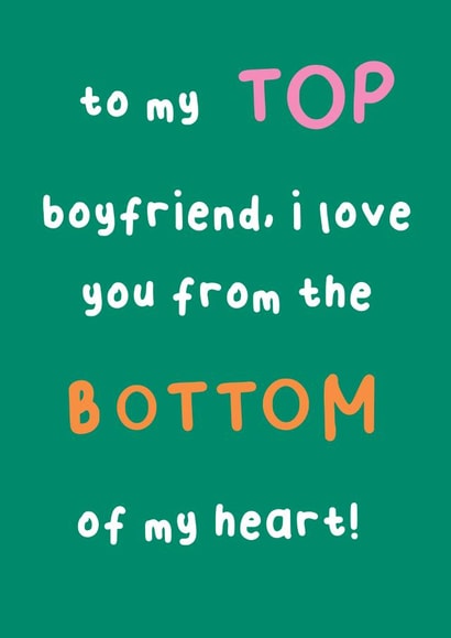 Funny LGBTQ+ Funny Queer Boyfriend Top and Bottom Card created by AbiGoLucky