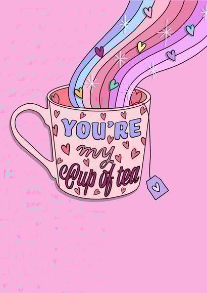 Cute Valentines Day card for significant other “You’re My Cup of Tea” created by Helen Leppert Designs