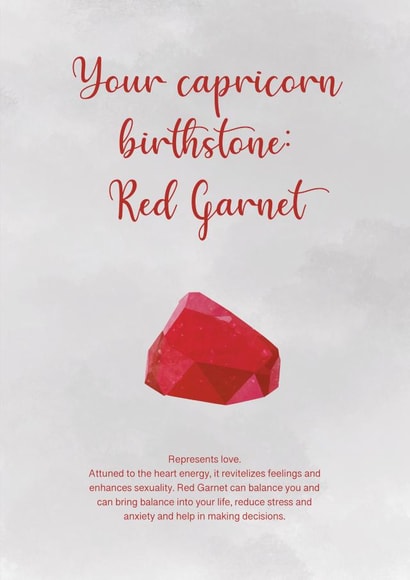 Birthday card - Birthstone/zodiac sign - Your Capricorn birthstone: Red Garnet created by Noura Mokhtar