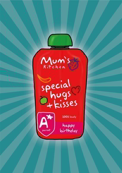 Happy Birthday Mum Young Mum Food Kitchen Hugs and Kisses Card created by Cards from Designers
