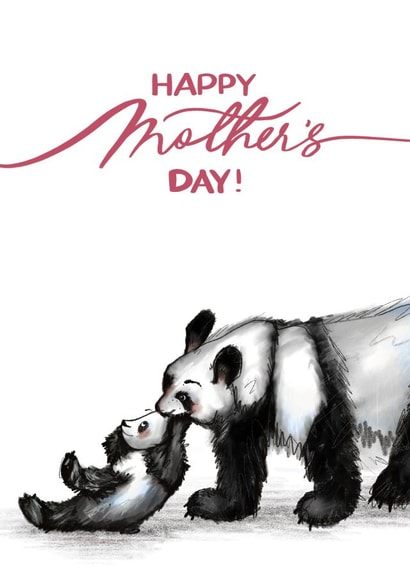 Cute Panda mom, Mother’s Day card for all the great mothers who put up with us created by Nattie Threads