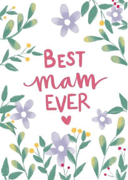 Floral Best Mam ever card created by Emily Hline Illustration