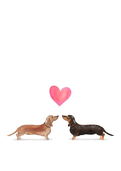 Cute Sausage Dog Valentine's Card - Dachshund Love Card - Dog Lover Valentine created by Audrey & Coco