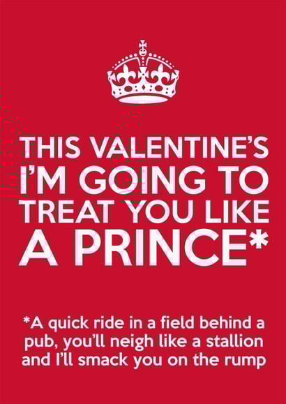 Prince Harry | Funny | Naughty Valentine's Card | Virginity Revelations created by Pottsy Prints