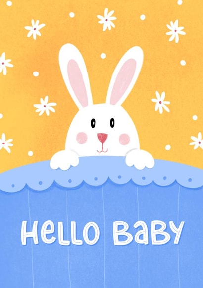 Cute New Baby Card - Hello Baby - Bunny created by Anna Bencic