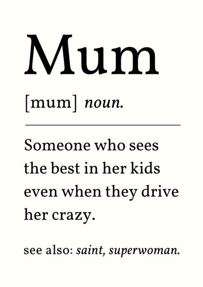 Funny Mother's Day Card - Drive Her Crazy - Definition created by Sundiva Designs