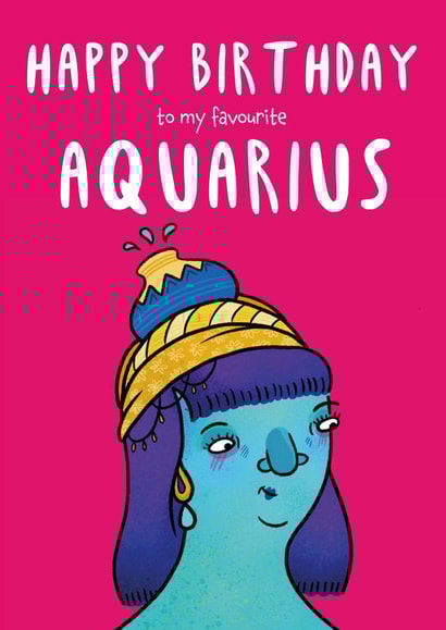 Cute birthday Card - Aquarius - Zodiac - January - February created by Charlotte Caswell