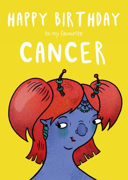 Cute Birthday Card - Cancer - June - July - Zodiac created by Charlotte Caswell