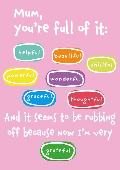 Funny Card for Mum - Mother's Day or Thank You - You're Full of It - Grateful created by size3art