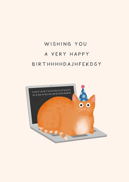 Funny Cat on Laptop - Birthday Card created by Studio Mads