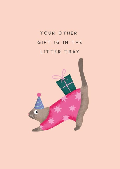 'Your Other Gift Is In The Litter Tray' - Funny Cat Card created by Studio Mads