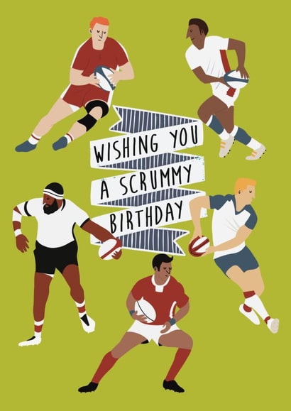 Punny Birthday Card - Rugby - Scrummy created by Vallely Studios
