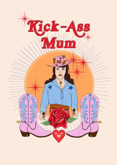 Card for Kick Ass Mum - Card for Mother's Day - Card for Mother's Birthday created by AmySrvc Illustration