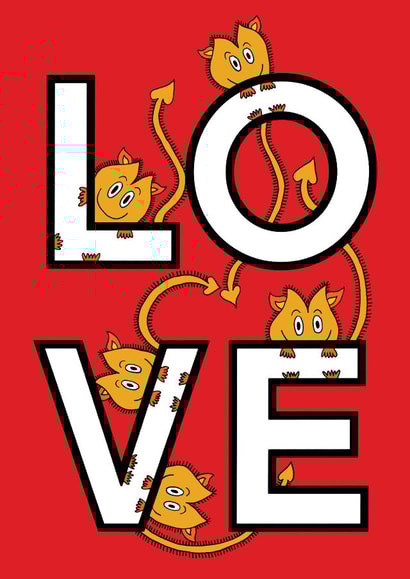 Love Goblins - Valentines - Cute Graphic Card - Anniversary created by Jz Designs