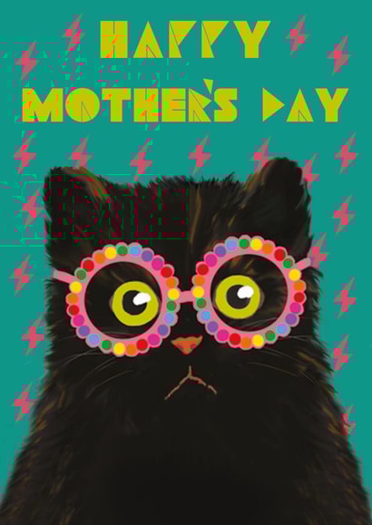 Cute Mother's Day Card - Cat Mum - Black Cat - Glasses created by @ChildstarSamantha