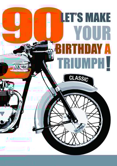 Classic Birthday Card - Motorbike - 90th created by RetroMotion Artwork