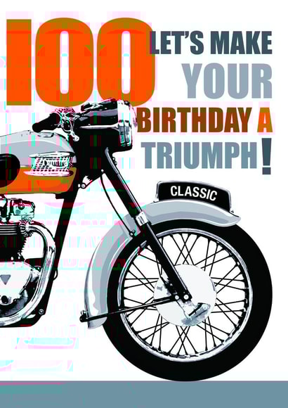 Classic Birthday Card - Motorbike Themed - 100th created by RetroMotion Artwork