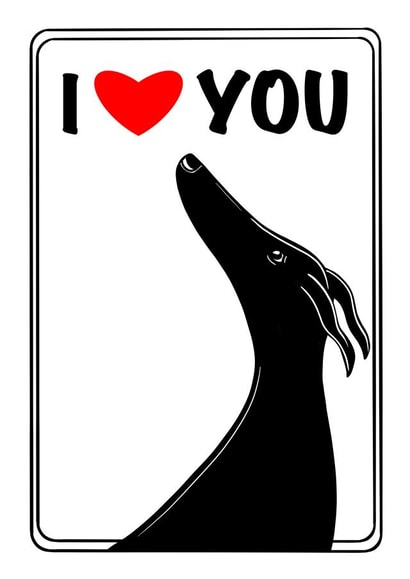 A simple and classically designed Valentines / I Love You card for dog lovers. created by Peach Nut Studio