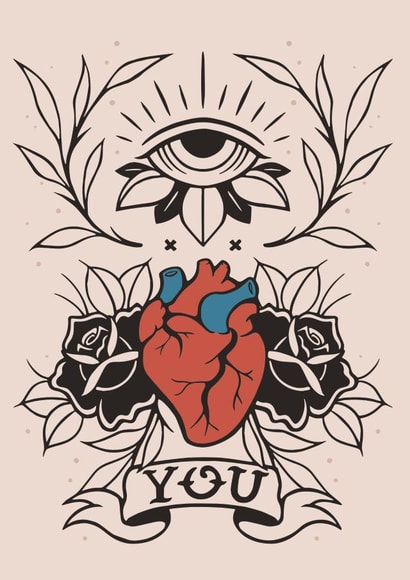 Tattoo Eye-Heart-You Valentine Card For Significant Other created by Lavinia Roth