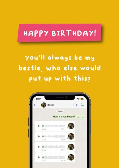 Happy Birthday Bestie - Voice Note - Funny created by Hartfelt Designs