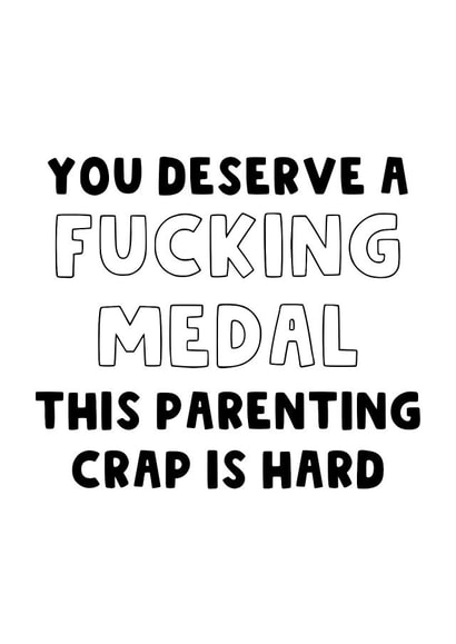 Funny Card for Mum - Rude Parent Card - Card for Dad - Parenting is hard - Medal created by The Blunt Badger