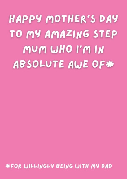 Funny In awe of step mum card - putting up with dad created by original fox designs