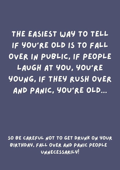 cheeky birthday card - fall over created by original fox designs