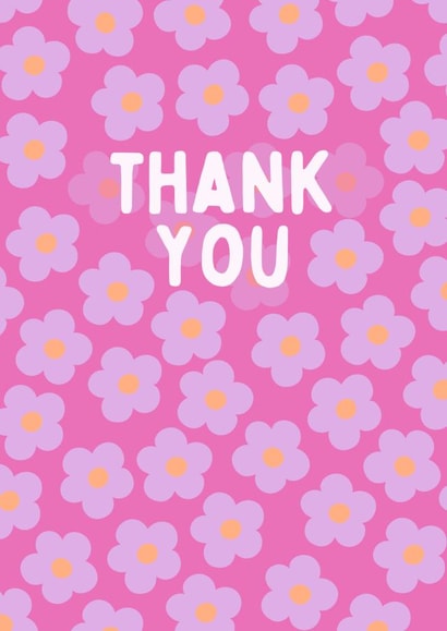 Thank You - simple illustrated pink and purple flowers for a floral thankyou created by LUCY BARFOOT | SUPER TINY HANDS