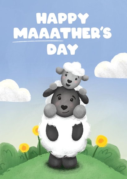 Cute Mother's Day Card for Mum - Welsh Mothers - Ma - Funny Illustrated Sheep created by Bev O'Connor || @oconnordesign