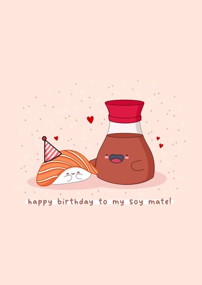 Cute birthday card - romantic card - sushi - Punny - kawaii created by Rosalie Perl