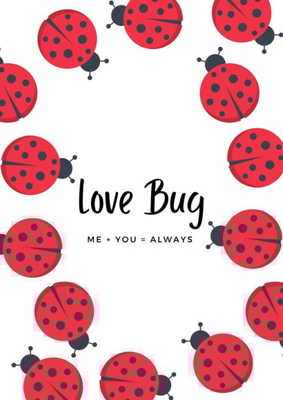 Cute card - Love Bug - Me plus You = Always. Ladybug. Valentines + anniversary created by Hindlet Hideaway 