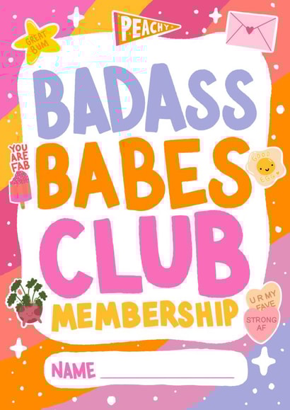 Badass Babes Club - Supportive Friendship Card - Personalised Membership created by Hey Cutie
