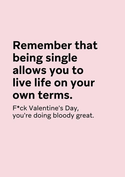 Rude Typography Valentine's Card - Friend - F*ck Valentine's day, you're doing great created by Thursday